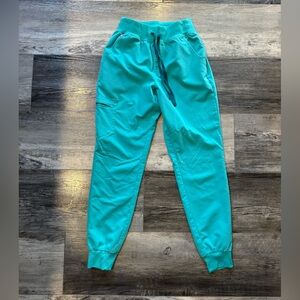 Figs Zamora High Waisted Teal Joggers